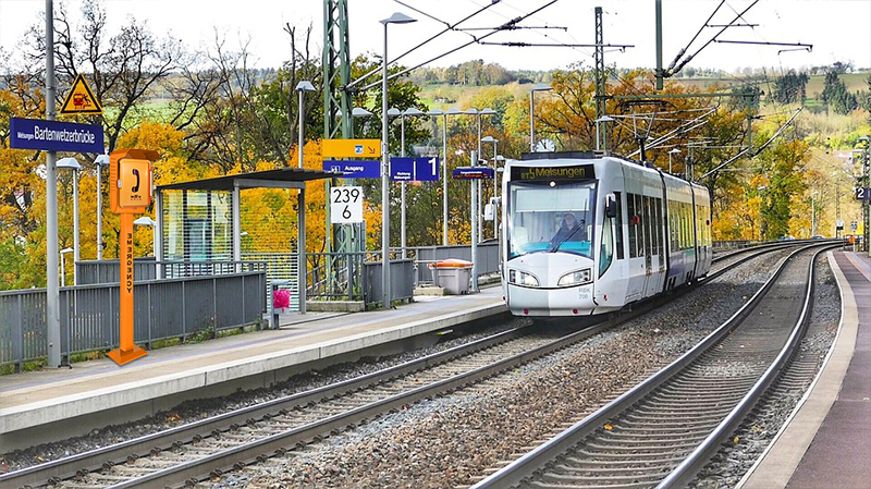 outdoor emergency phone on outdoor railway