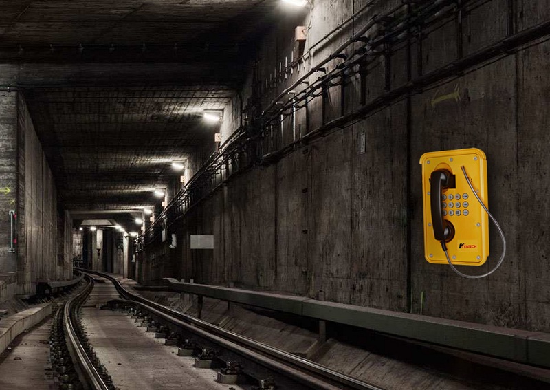 the mounted telephone in the tunnel
