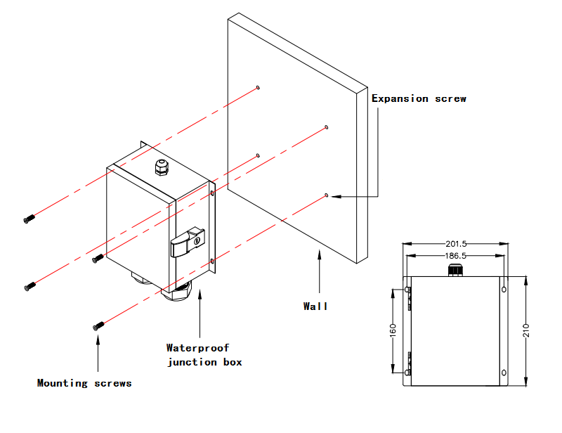 waterproof junction box install size