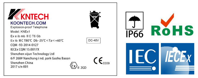 hazardous area telephone the instuction card