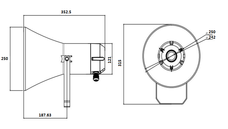 Explosion proof horn speaker size