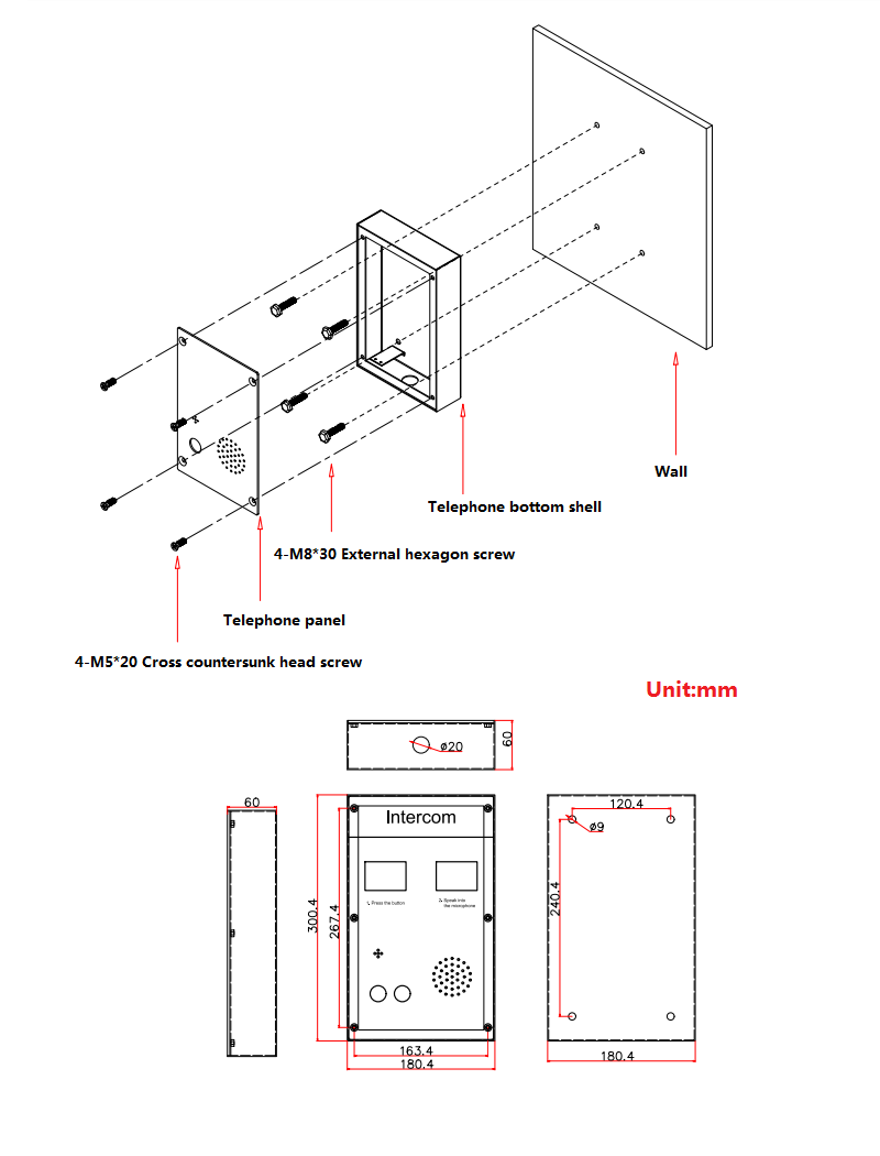 emergency intercom size