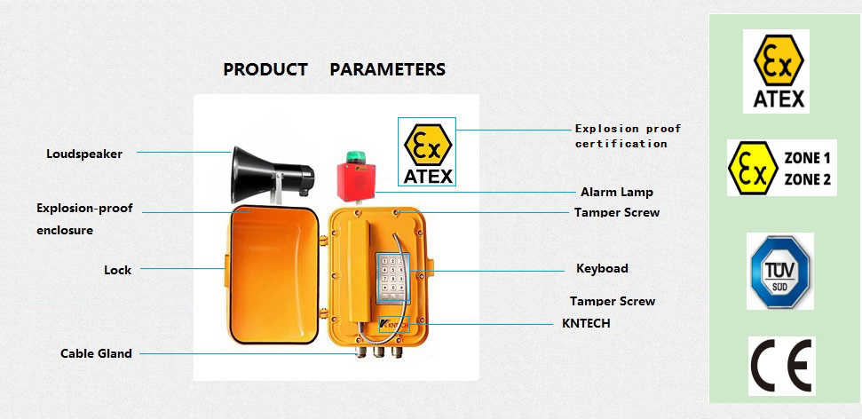 the explosion proof telephone front view