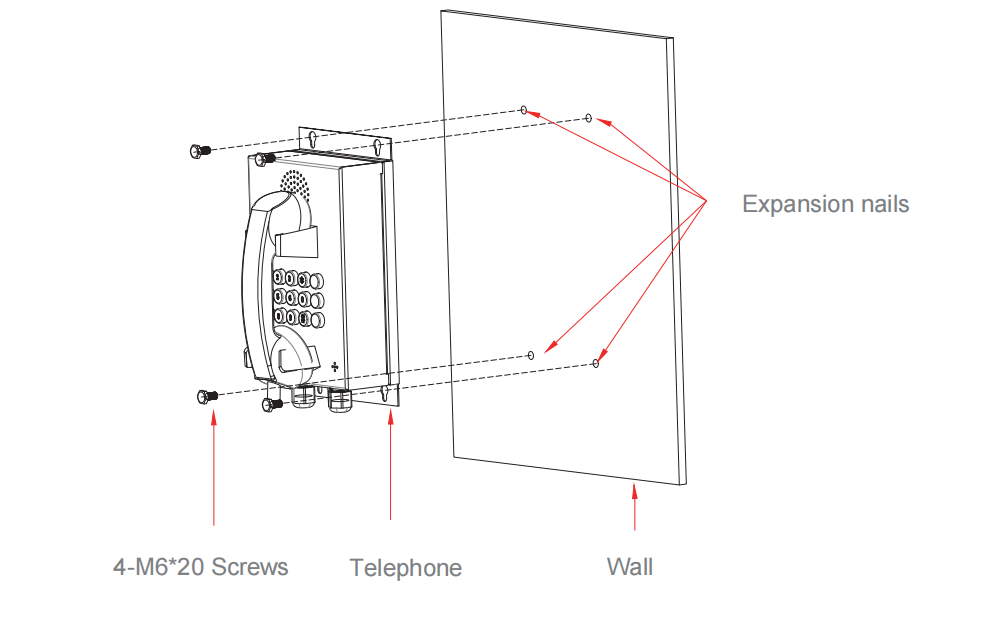 waterproof tunnel telephone detailed installed size