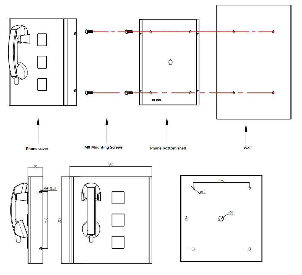 emergency ip phone size