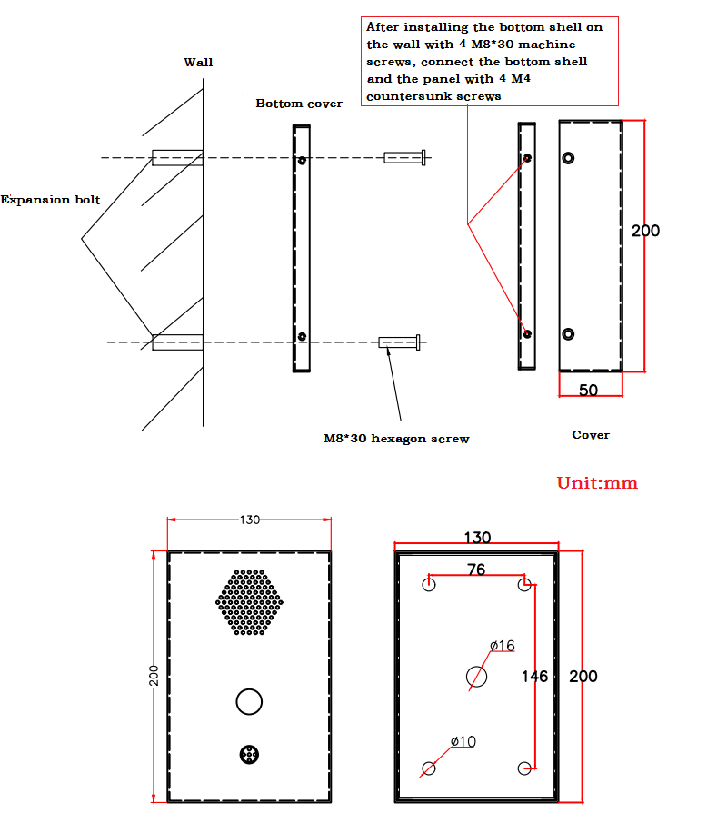 elevator phone anlogue size